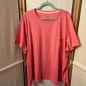ISAAC MIZRAHI LIVE Sz 4X Pink Short Sleeve Pocket T-Shirt Top